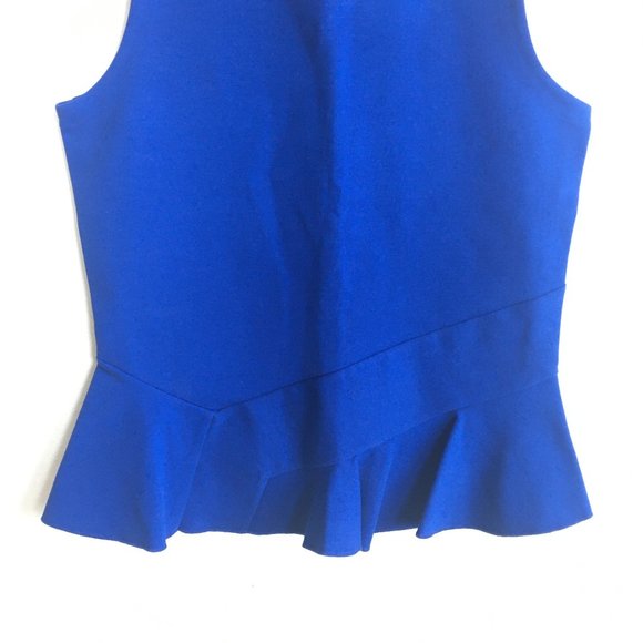 J Crew Top M Structured Flutter Hem, Royal Blue - Picture 3 of 7